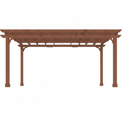 Cedar Wood Pergola Kit Built for All Weather, 12x16 Foot, Metal Ground Stakes, Water Resistant Frame