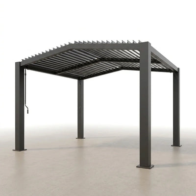 Outdoor Pergola Designed for Year-Round Use, 11x13 Ft Adjustable Louvered Roof, Aluminum Frame, Drainage System