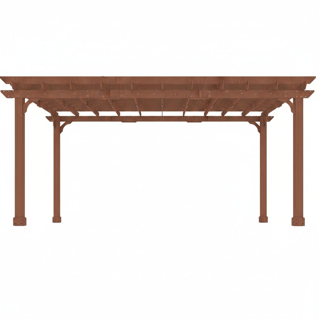 Cedar Wood Pergola Kit Built for All Weather, 12x16 Foot, Metal Ground Stakes, Water Resistant Frame
