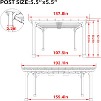 Cedar Wood Pergola Kit Built for All Weather, 12x16 Foot, Metal Ground Stakes, Water Resistant Frame