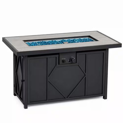 Propane Gas Fire Pit Table Built for Outdoor Entertaining, 60,000 BTU, 42 Inch Rectangular, Piezo Ignition