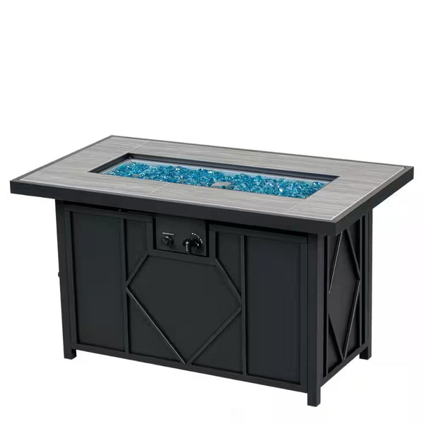Propane Gas Fire Pit Table Built for Outdoor Entertaining, 60,000 BTU, 42 Inch Rectangular, Piezo Ignition
