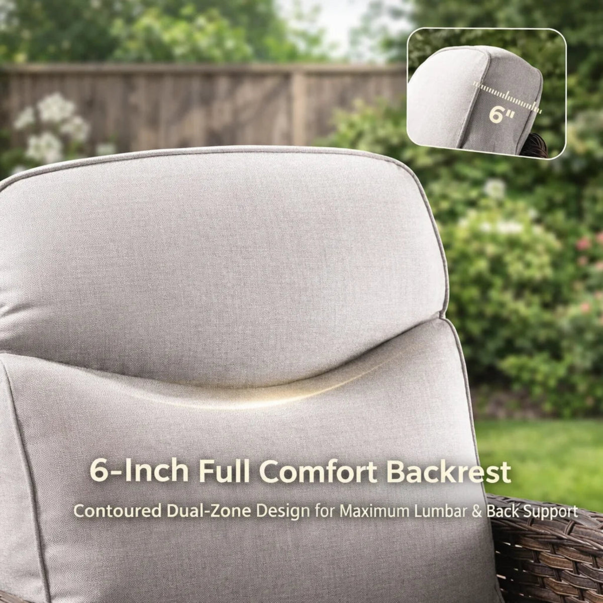 6 Pieces Outdoor Patio Furniture Set with Swivel Rocker Chairs and 6" Thick Cushions,Wicker Conversation Set with Sectional Sofa Coffee Table for Porch Deck Backyard Poolside