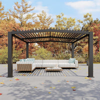 Outdoor Pergola Designed for Year-Round Use, 11x13 Ft Adjustable Louvered Roof, Aluminum Frame, Drainage System