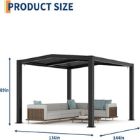 Outdoor Pergola Designed for Year-Round Use, 11x13 Ft Adjustable Louvered Roof, Aluminum Frame, Drainage System