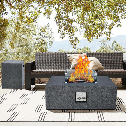 36 Inch Propane Fire Pit Table with Wind Guard and Rain Cover, Glass Beads, Sturdy Steel Anti-Rust Finish, CSA Safety Certified Outdoor Firepit for Patio Yard Garden-Black
