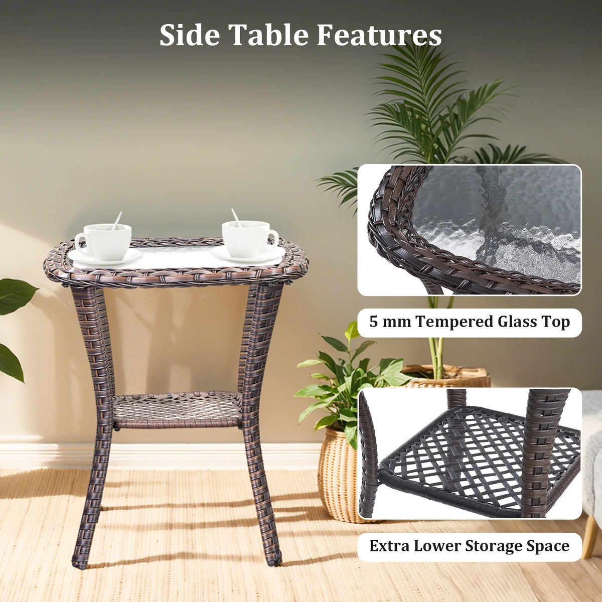 6 Pieces Outdoor Patio Furniture Set with Swivel Rocker Chairs and 6" Thick Cushions,Wicker Conversation Set with Sectional Sofa Coffee Table for Porch Deck Backyard Poolside