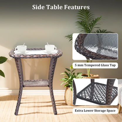 6 Pieces Outdoor Patio Furniture Set with Swivel Rocker Chairs and 6" Thick Cushions,Wicker Conversation Set with Sectional Sofa Coffee Table for Porch Deck Backyard Poolside