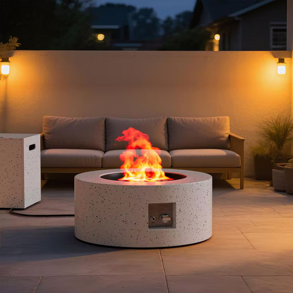 Gas Fire Pit Table Built to Heat 40 Sq Ft, 50,000 BTU Burner, 30 Inch Round, Convertible Tabletop