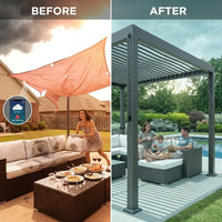 Louvered Pergola 11 Ft X 13 Ft, Outdoor Pergola with Adjustable Louvered Roof, Reinforced Aluminum Frame, Integrated Drainage System, Hardtop Gazebo for Patio, Deck, Gray — Before & After