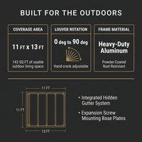 Louvered Pergola 11 Ft X 13 Ft, Outdoor Pergola with Adjustable Louvered Roof, Reinforced Aluminum Frame, Integrated Drainage System, Hardtop Gazebo for Patio, Deck, Gray — Results & Stats